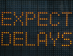 A traffic sign telling drivers to Expect Delays